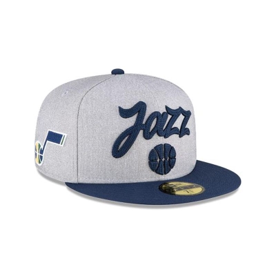 Grey Utah Jazz Hat - New Era NBA NBA Draft 59FIFTY Fitted Caps USA9482063